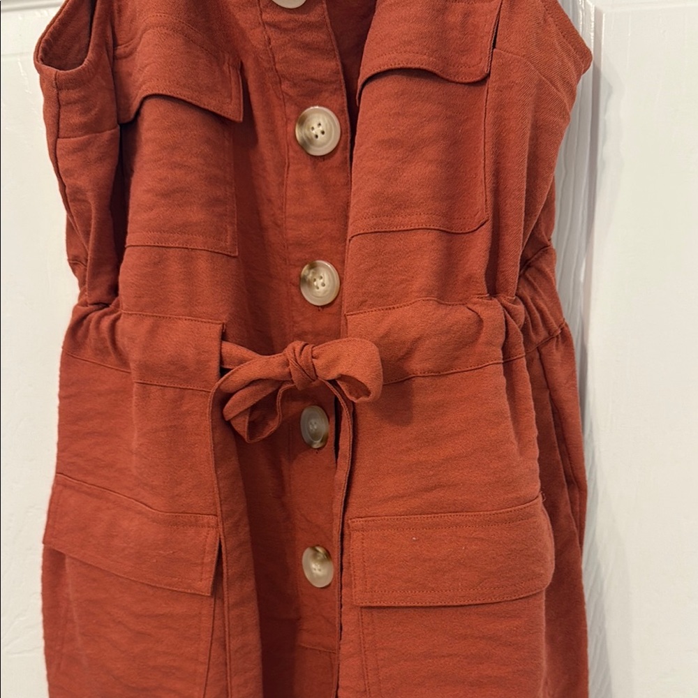 Vici Button-Front Rust Romper - Picture 5 of 5